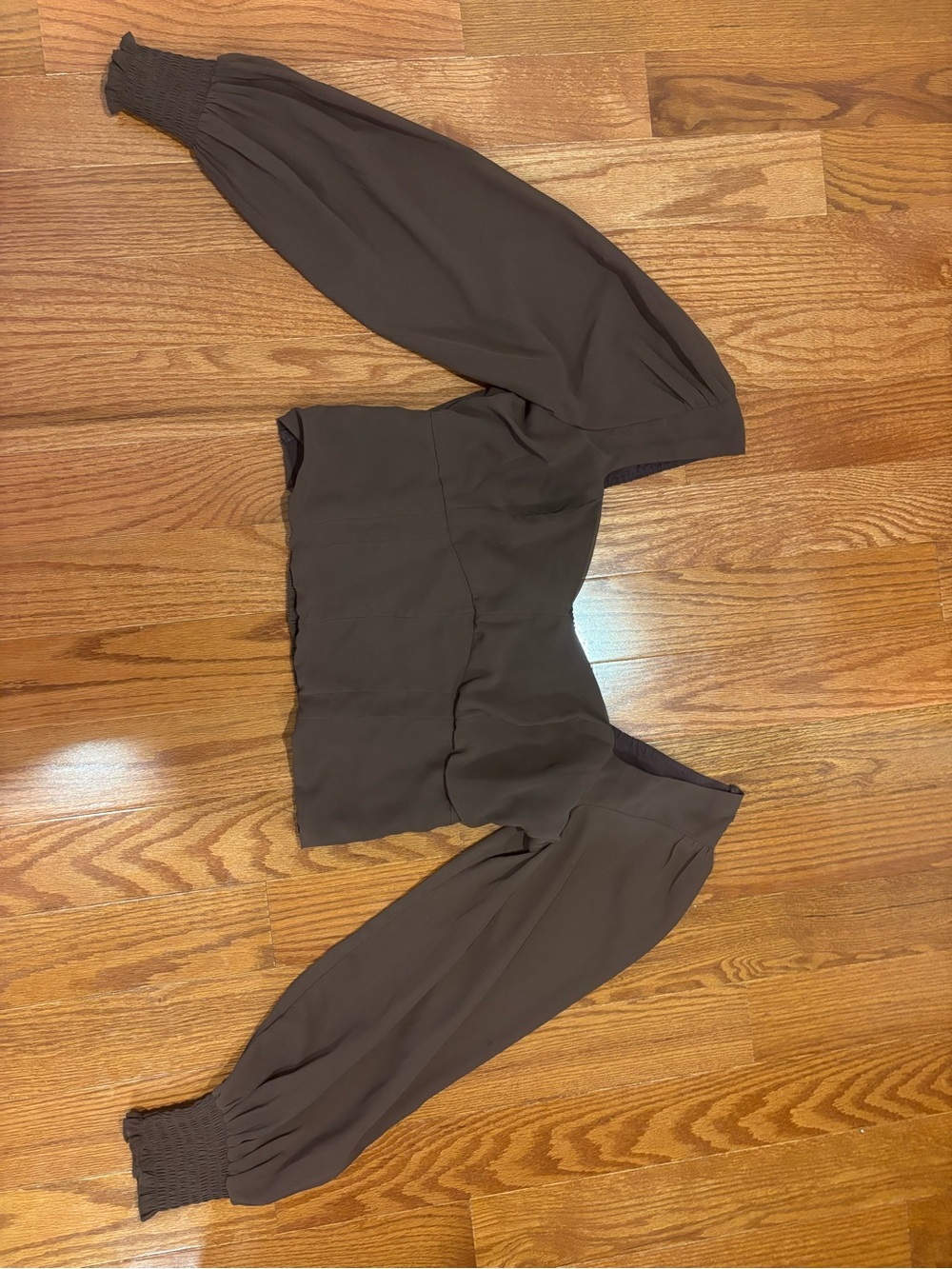 Abercrombie & Fitch Brown Smocked Off-Shoulder Top